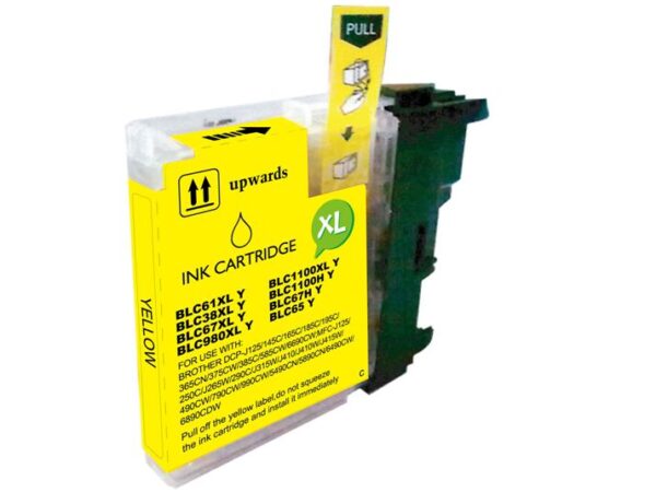 Brother LC980XL LC1100XL LC985XL Amarillo Cartucho de Tinta compatible - Reemplaza LC980Y LC1100Y LC985Y