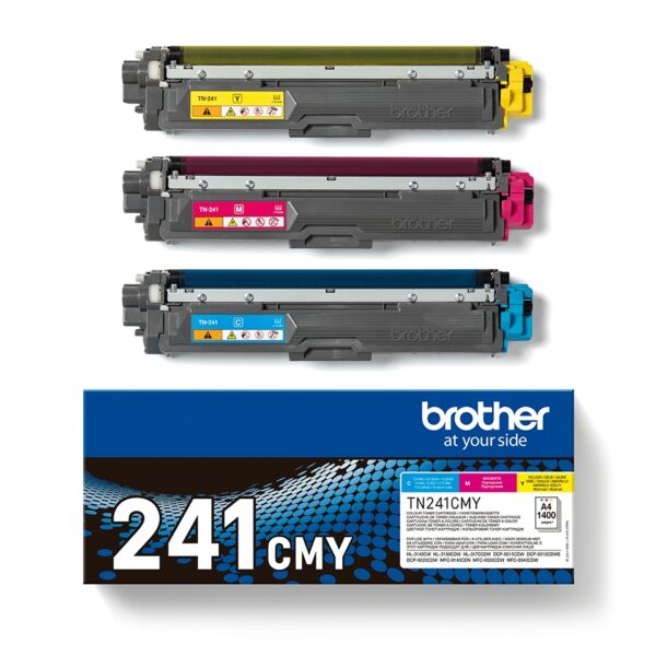 Brother TN241 Pack de 3 Cartuchos de Toner Originales - Cian, Magenta, Amarillo - TN241CMY