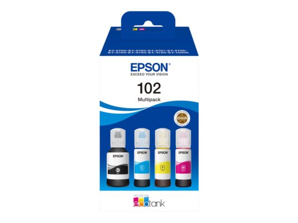 Epson 102 Pack de 4 Botellas de Tinta Originales - C13T03R640