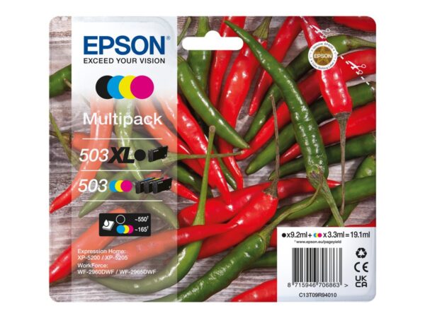 Epson 503XL 503 Pack de 4 Cartuchos de Tinta Originales - C13T09R94010