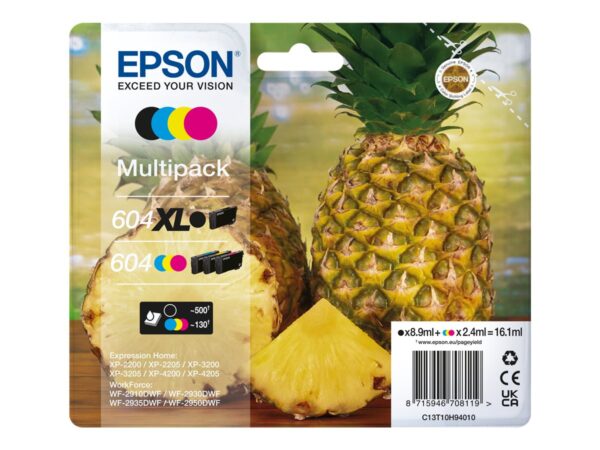 Epson 604XL 604 Pack de 4 Cartuchos de Tinta Originales - C13T10H94010