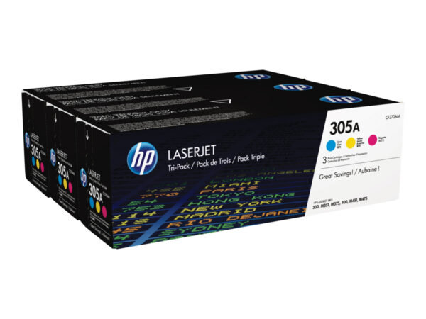 HP CE411A CE412A CE413A Pack de 3 Cartuchos de Toner Originales - 305A