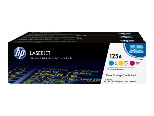 HP CB541A CB542A CB543A Pack de 3 Cartuchos de Toner Originales - 125A