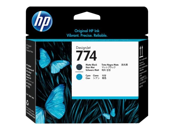 HP 774 Cabezal de Impresion Original - Negro Mate, Cyan - P2W01A