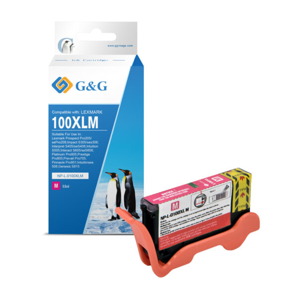 PREMIUM Lexmark 100XL Magenta Cartucho de Tinta compatible - Reemplaza 14N1070E 14N1094E 14N0901E 14N0921E