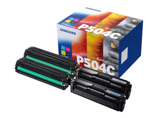 Samsung CLP415 CLX4195 Pack de 4 Cartuchos de Toner Originales - CLT-P504C SU400A